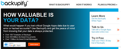 Backupify - резервное копирование данных в сервисах (онлайн)