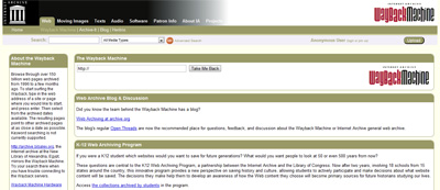 Wayback Machine - просмотр изменений на сайтах (онлайн)